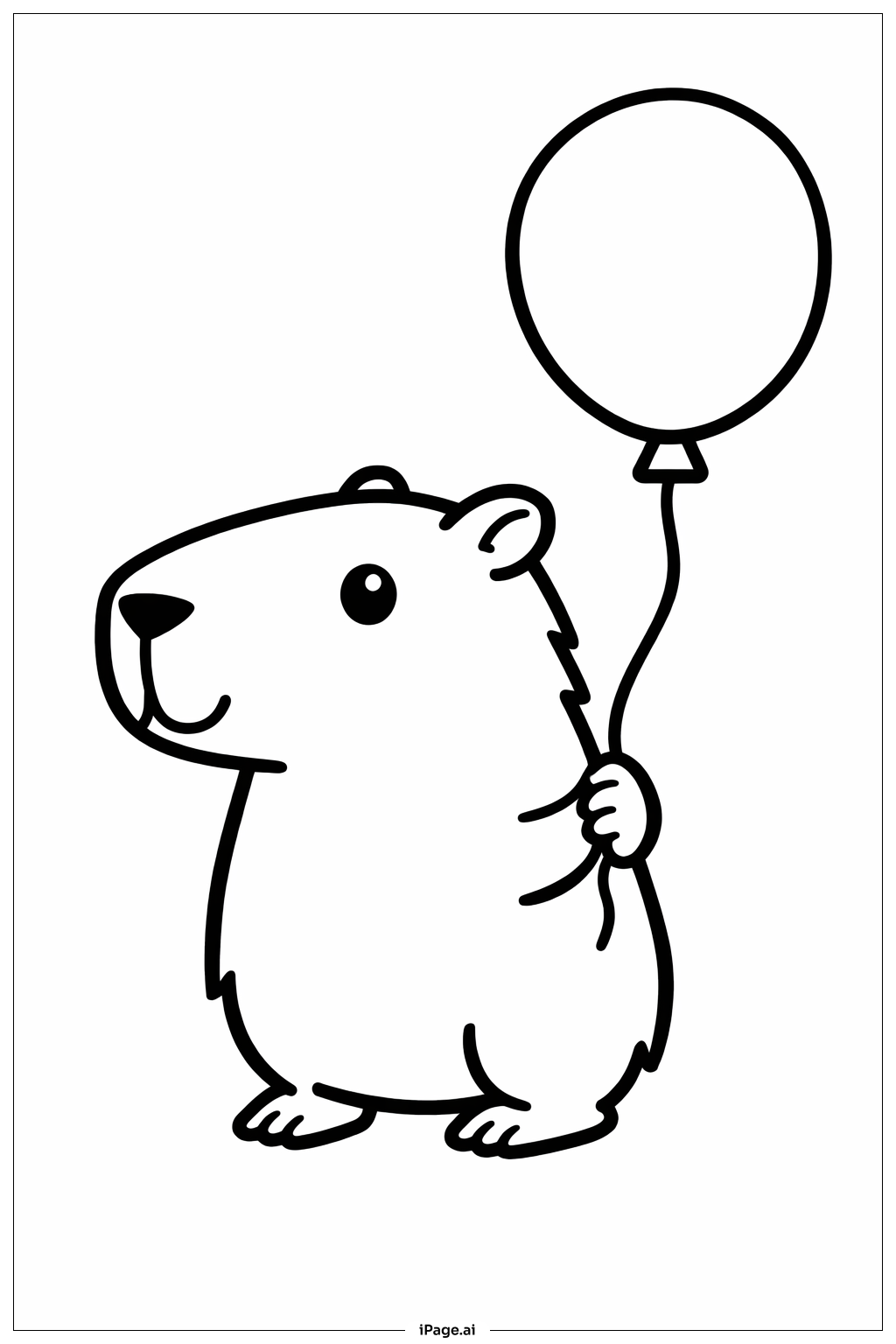  Página para colorir de Capivara Com Balão 