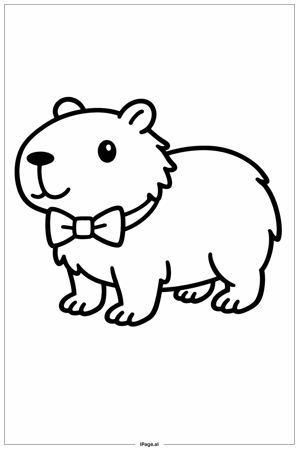  Página para colorir de Capivara com Gravata Borboleta 