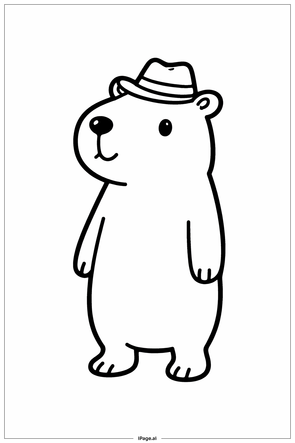  Página para colorir de Capivara com Chapéu 