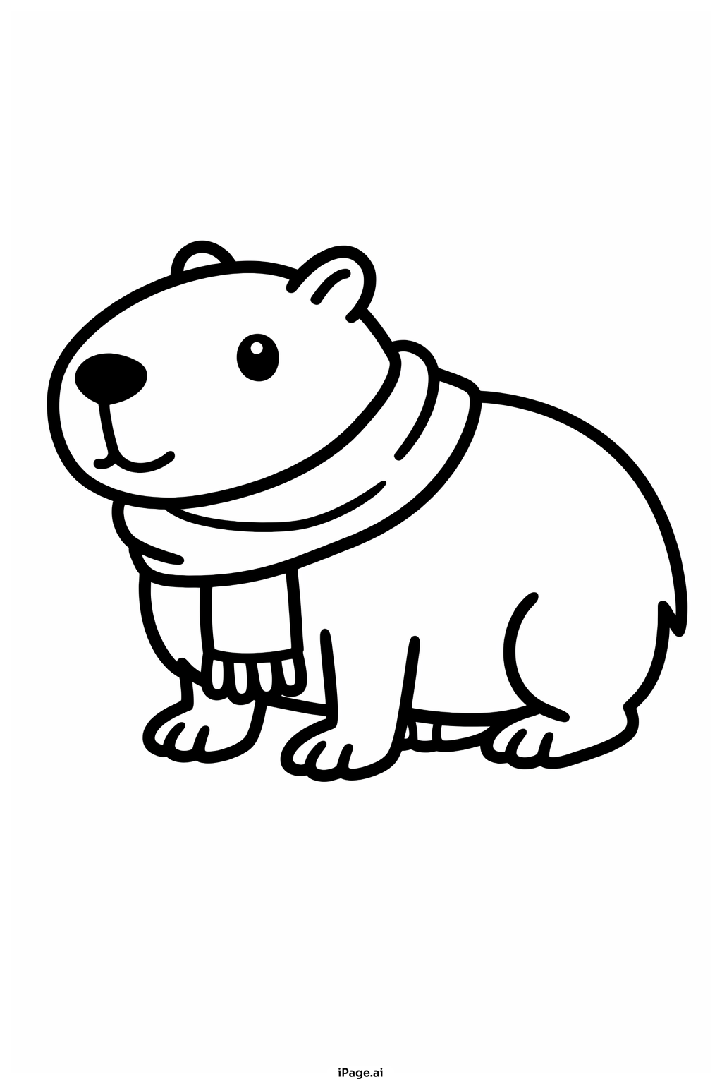  Página para colorir de Capivara com Cachecol 