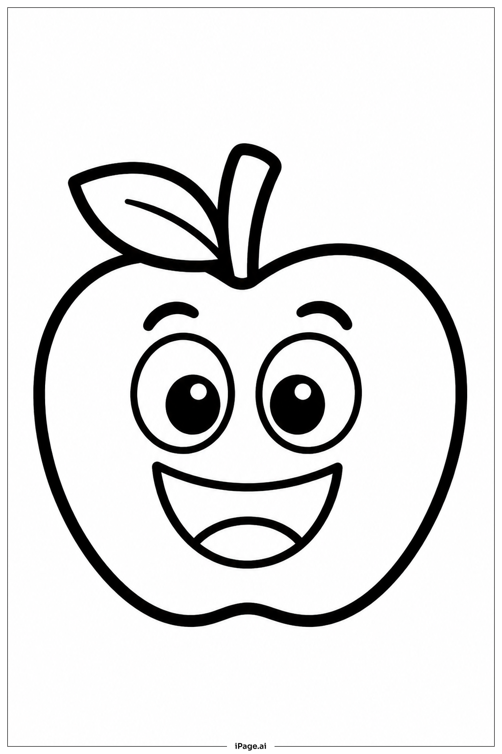 Page de coloriage Visage de Pomme Cartoon