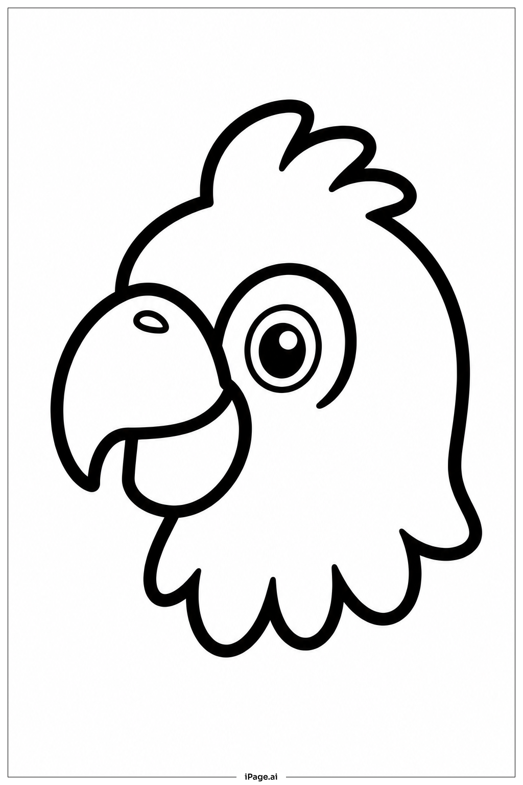 カートゥーンの鳥の頭の塗り絵ページ