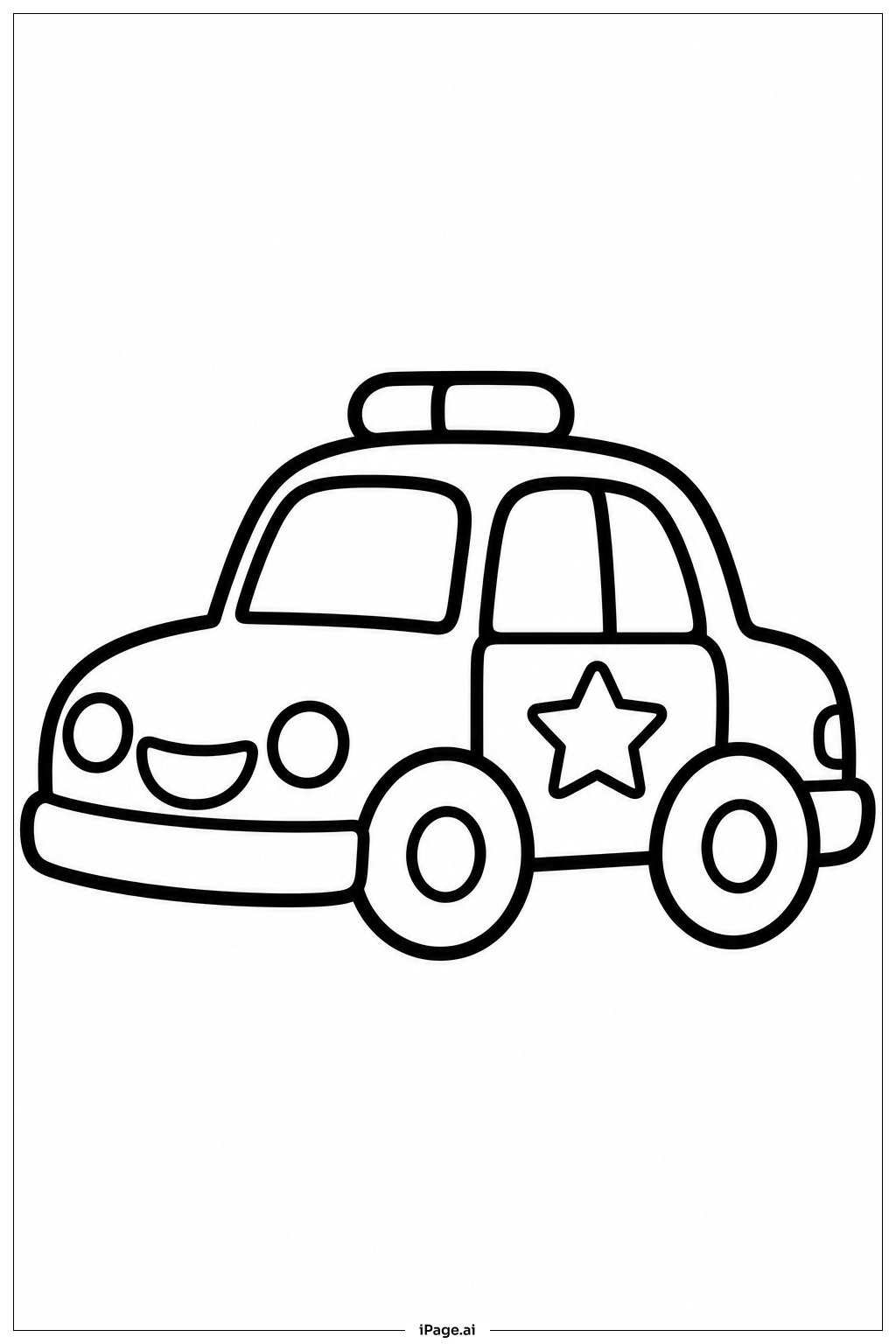  Cartoon-Polizeiauto Ausmalseite 