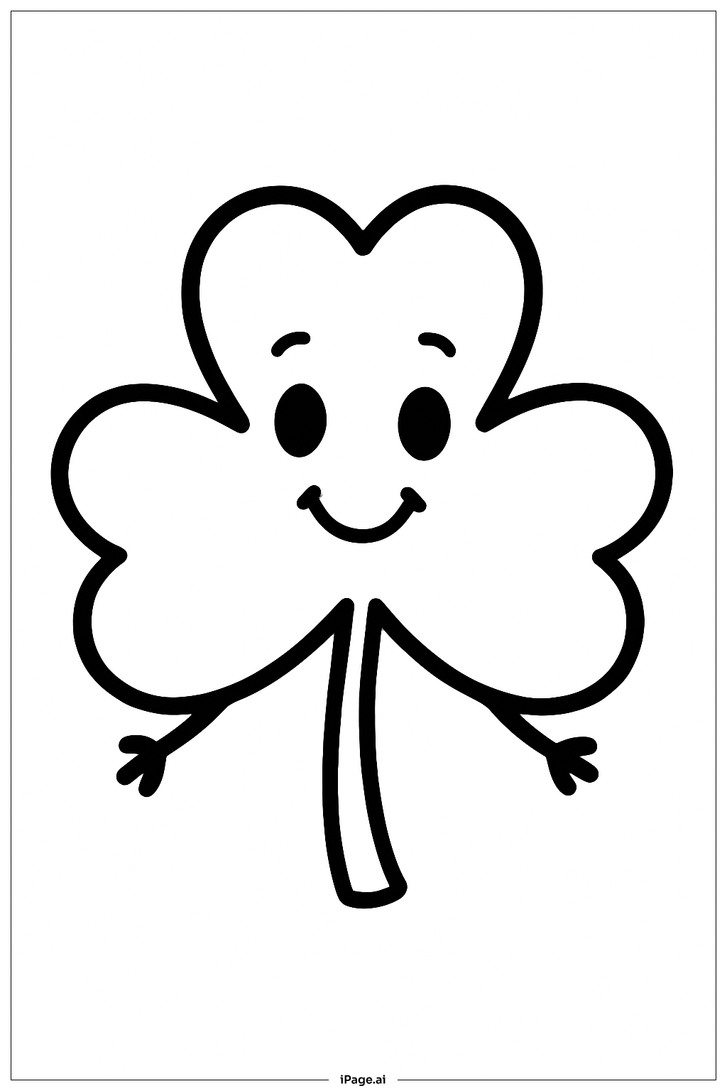  Cartoon Kleeblatt Charakter Ausmalseite 