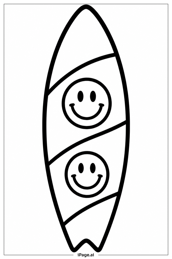 Cartoon Surfboard Coloring Page