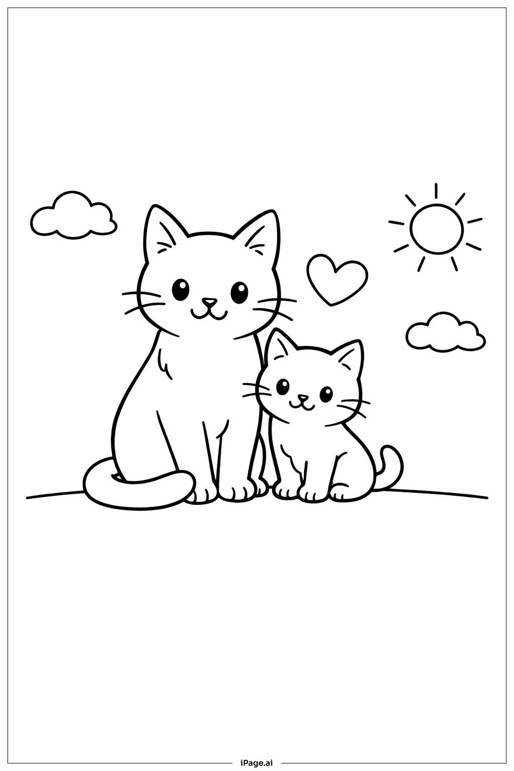  Cat And Kitten Coloring Page 