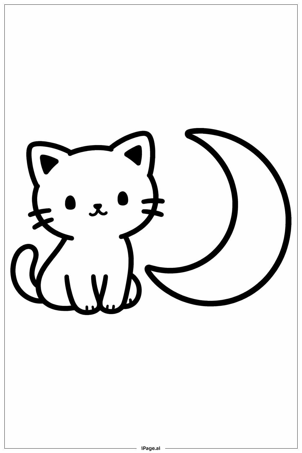  Cat And Moon Coloring Page 