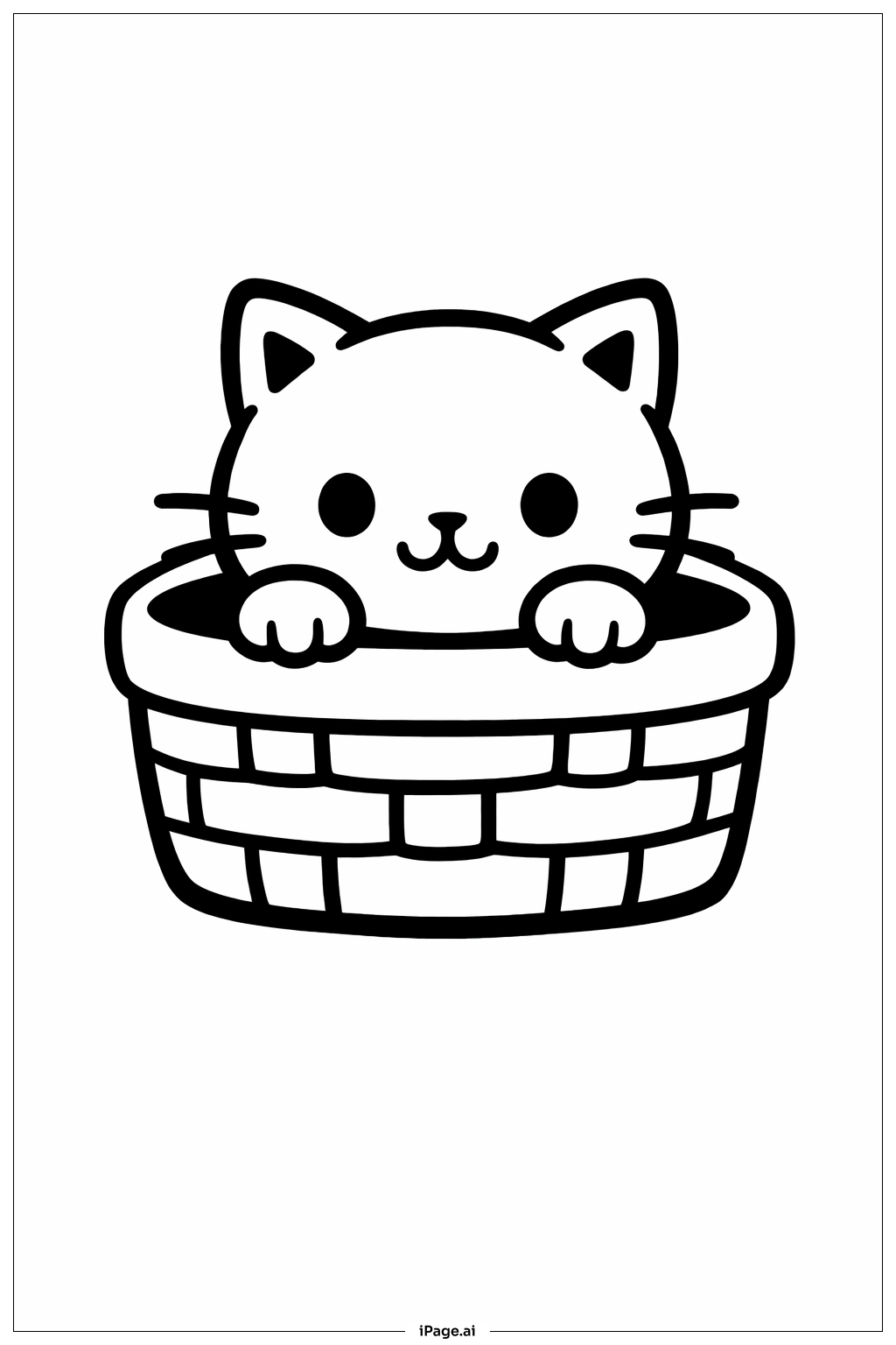 Cat In Basket Coloring Page 