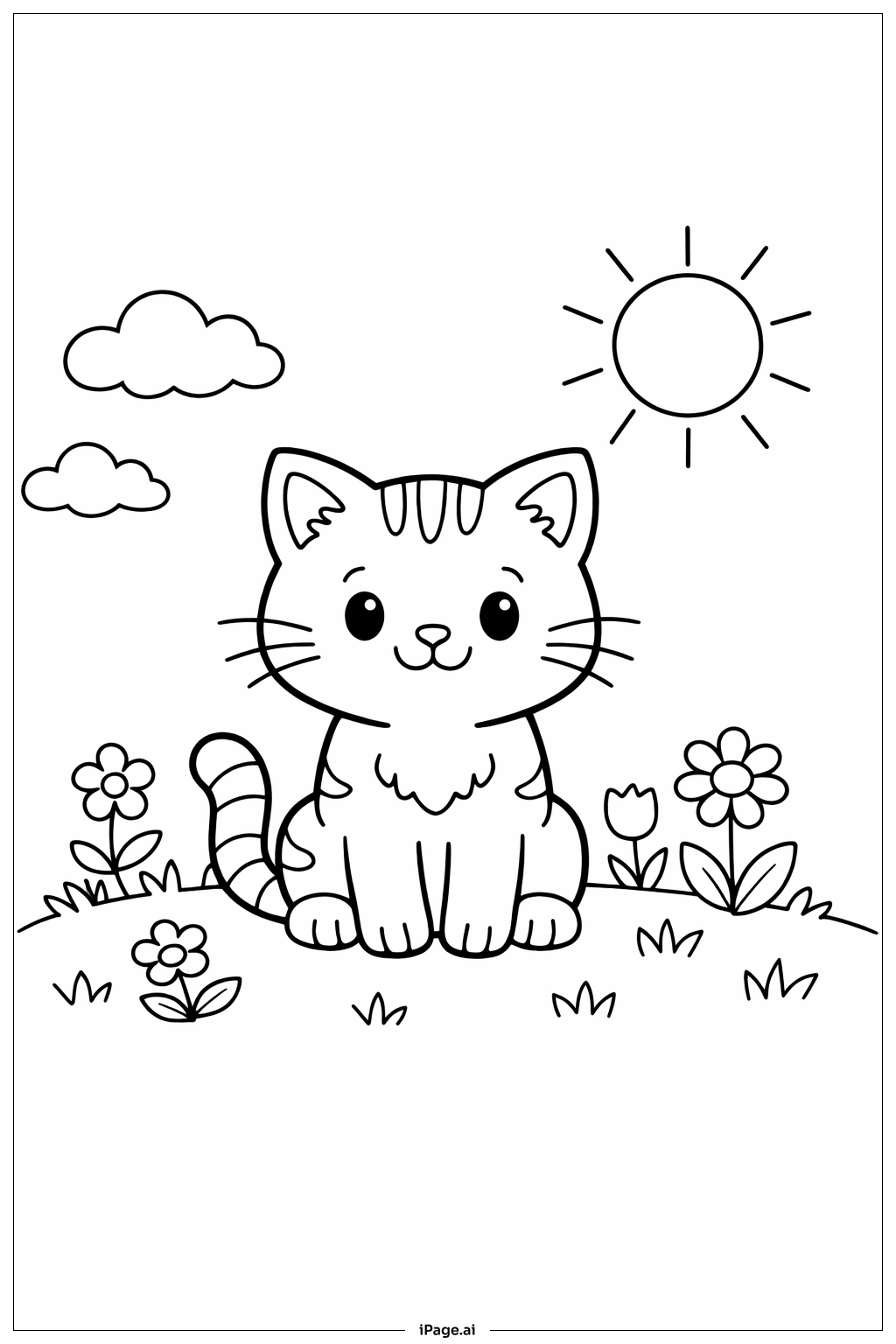  Cat In Garden Coloring Page 