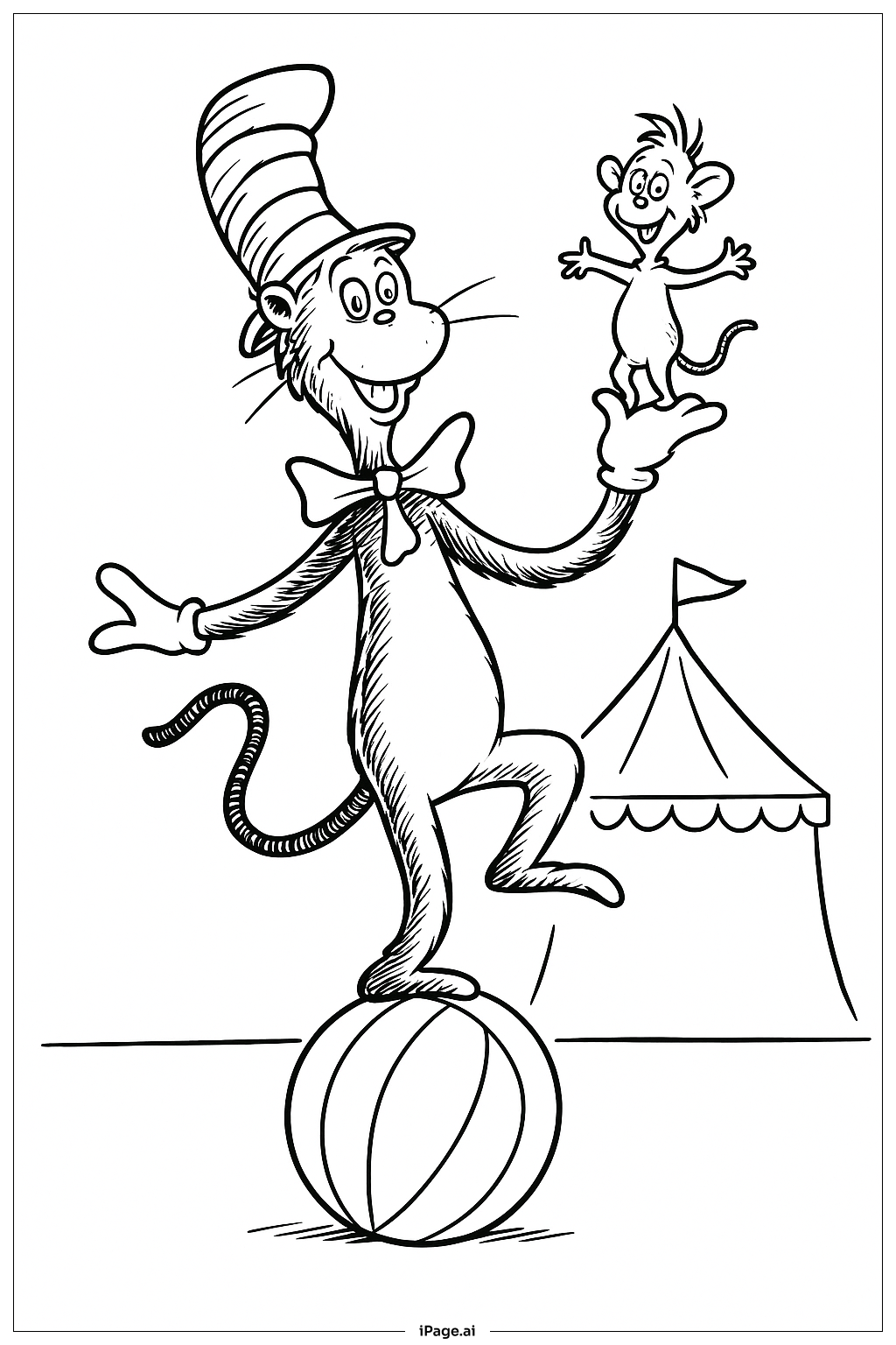 Cat In The Hat Balancing On Ball