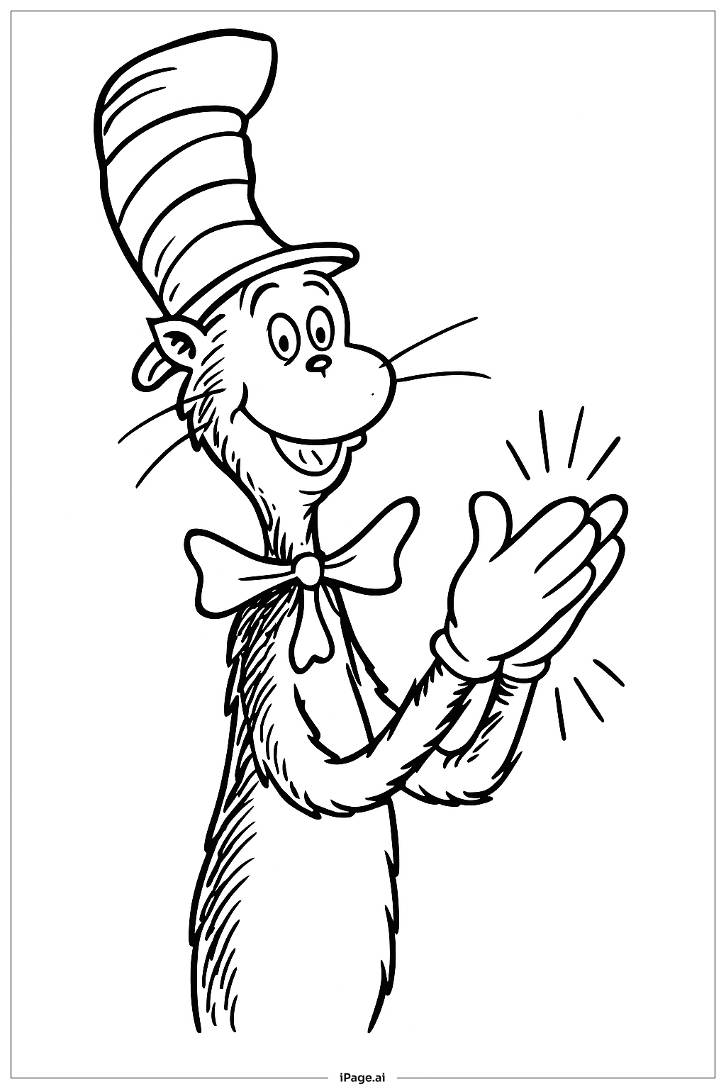 Cat In The Hat Clapping Hands Coloring Page