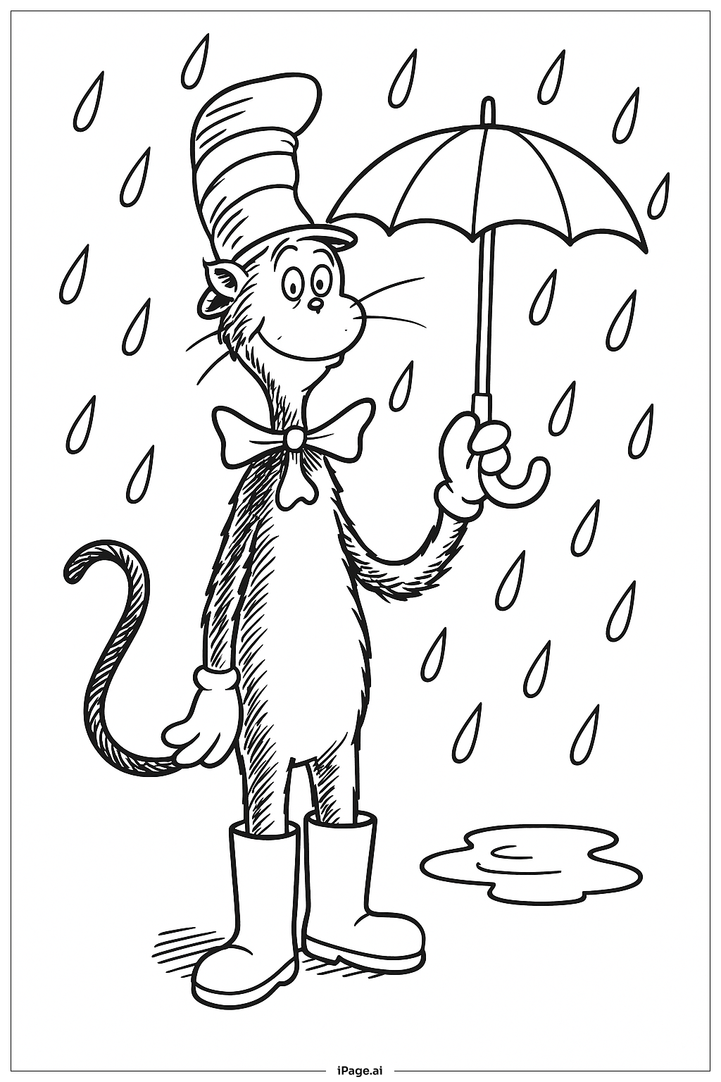 Cat In The Hat Rain Boots Coloring Page