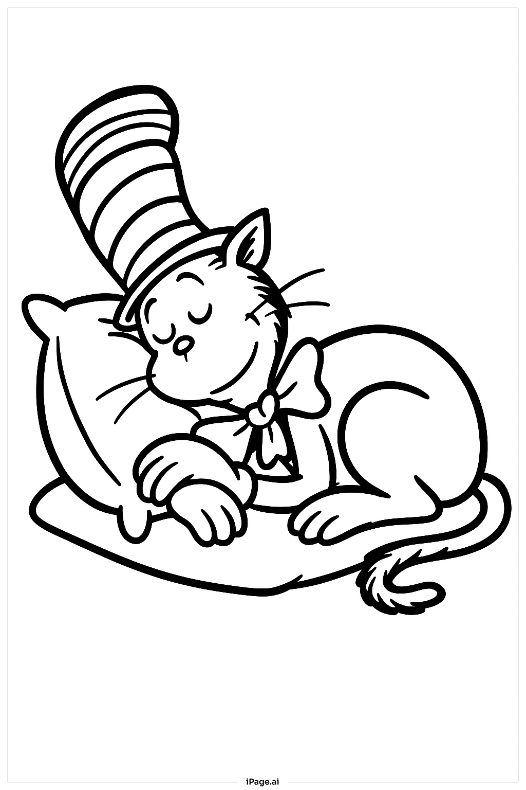  Cat In The Hat Sleeping Pillow Coloring Page 