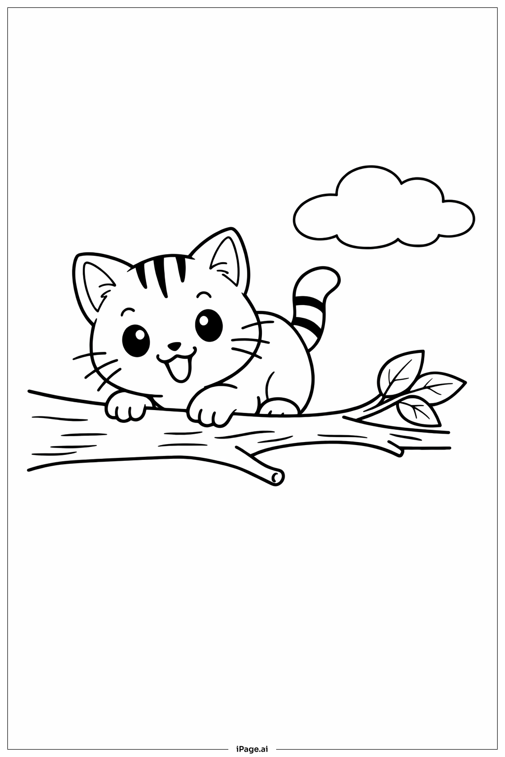  Cat On Tree Branch Coloring Page 