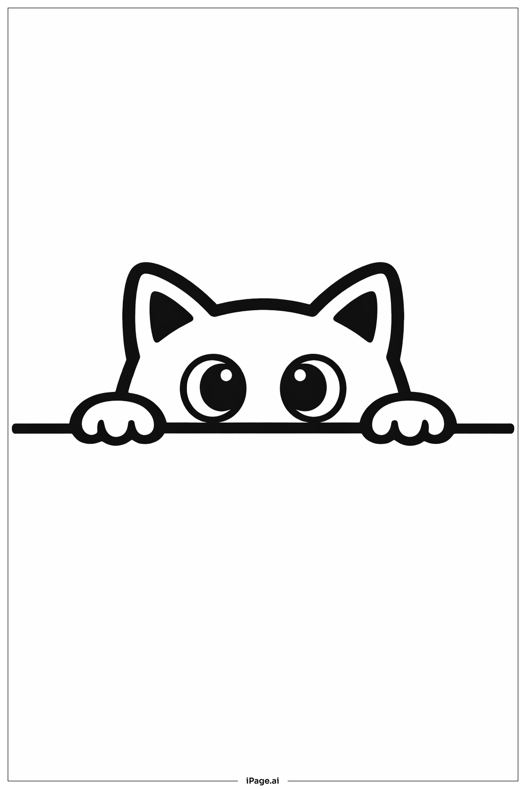  Cat Peeking Coloring Page 
