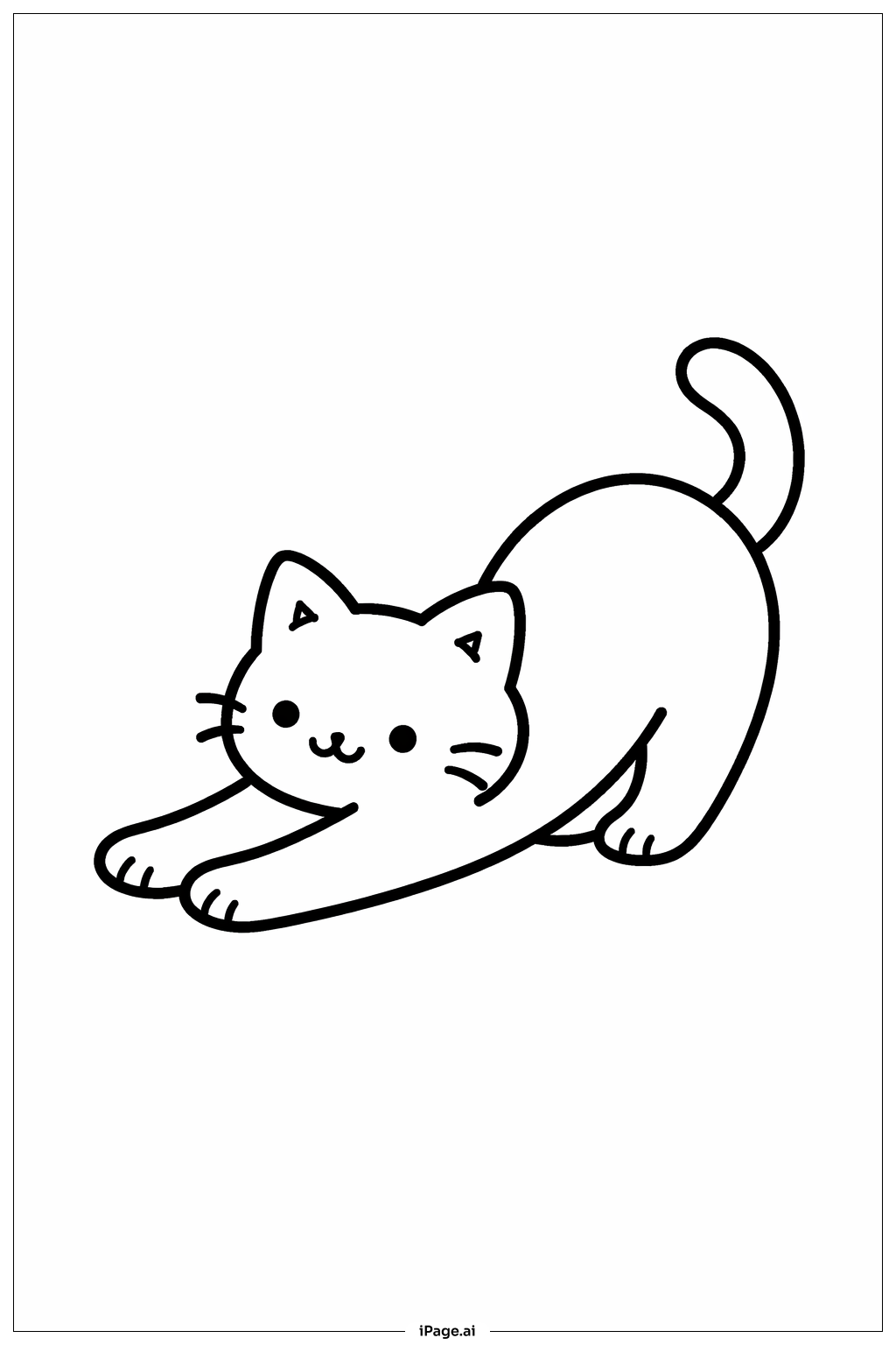  Cat Stretching Coloring Page 