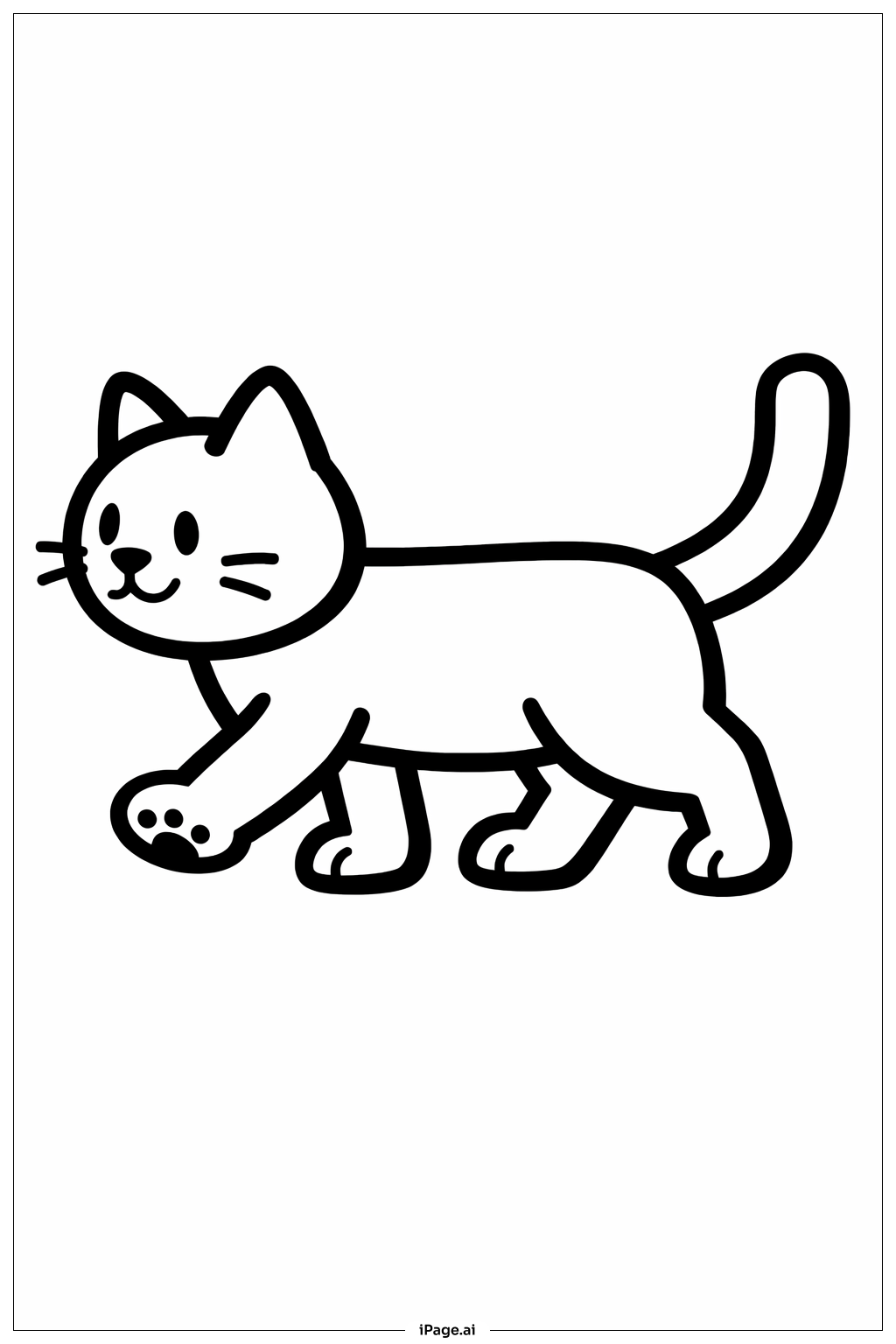  Cat Walking Coloring Page 