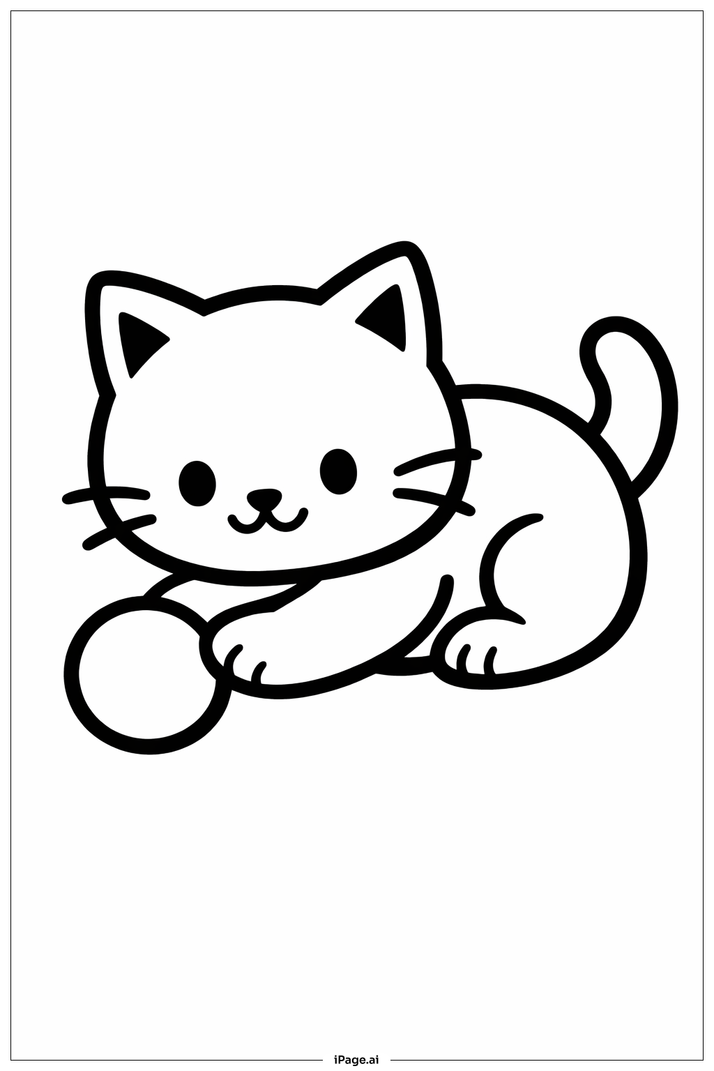  Cat With Ball Coloring Page 