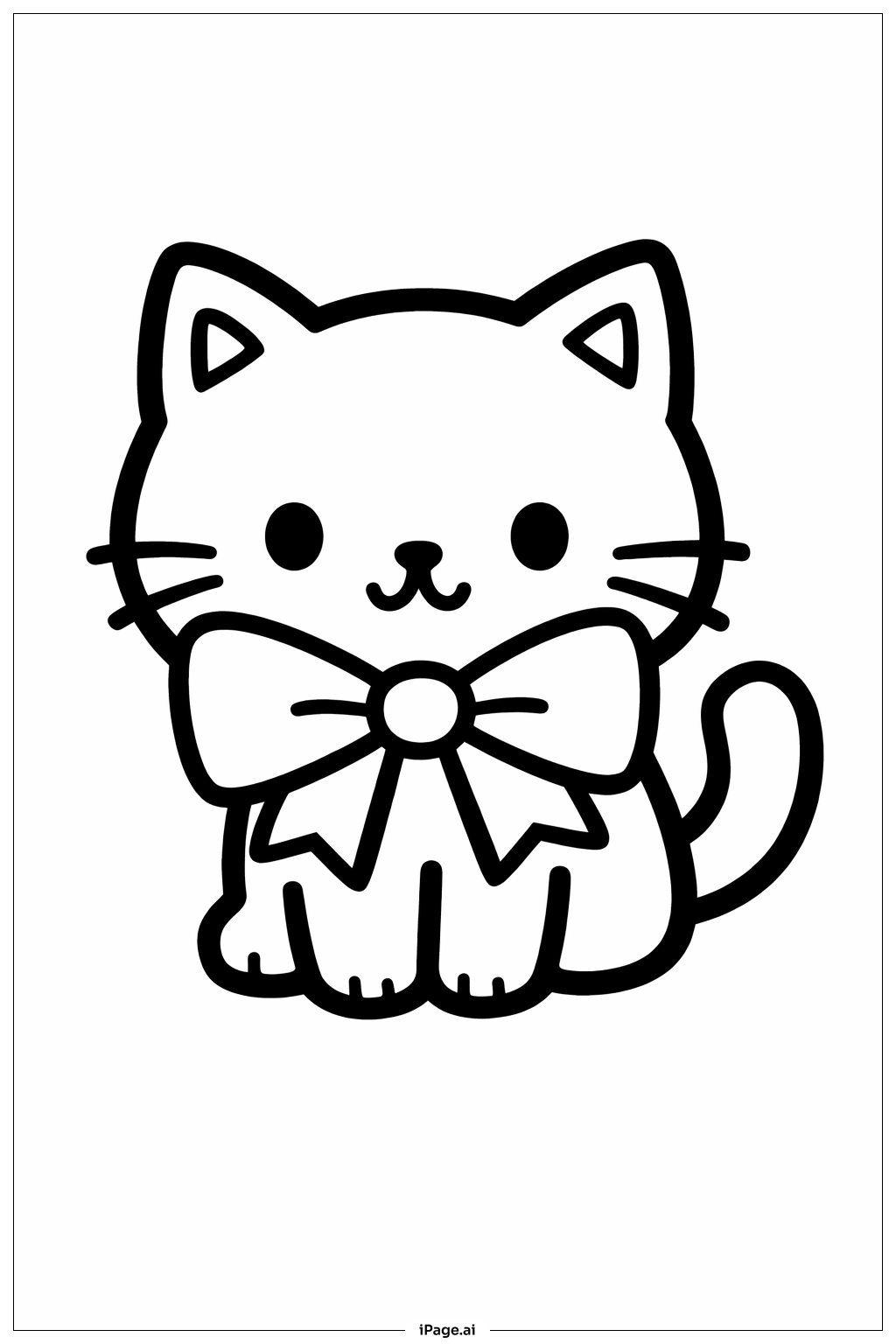 Cat With Bow Coloring Page 