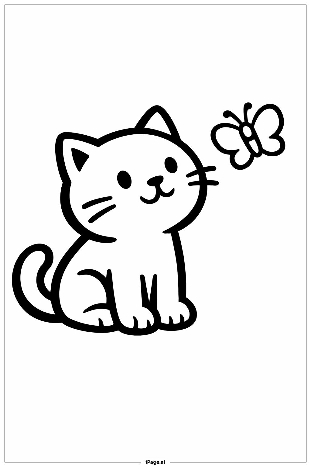  Cat With Butterfly Coloring Page 