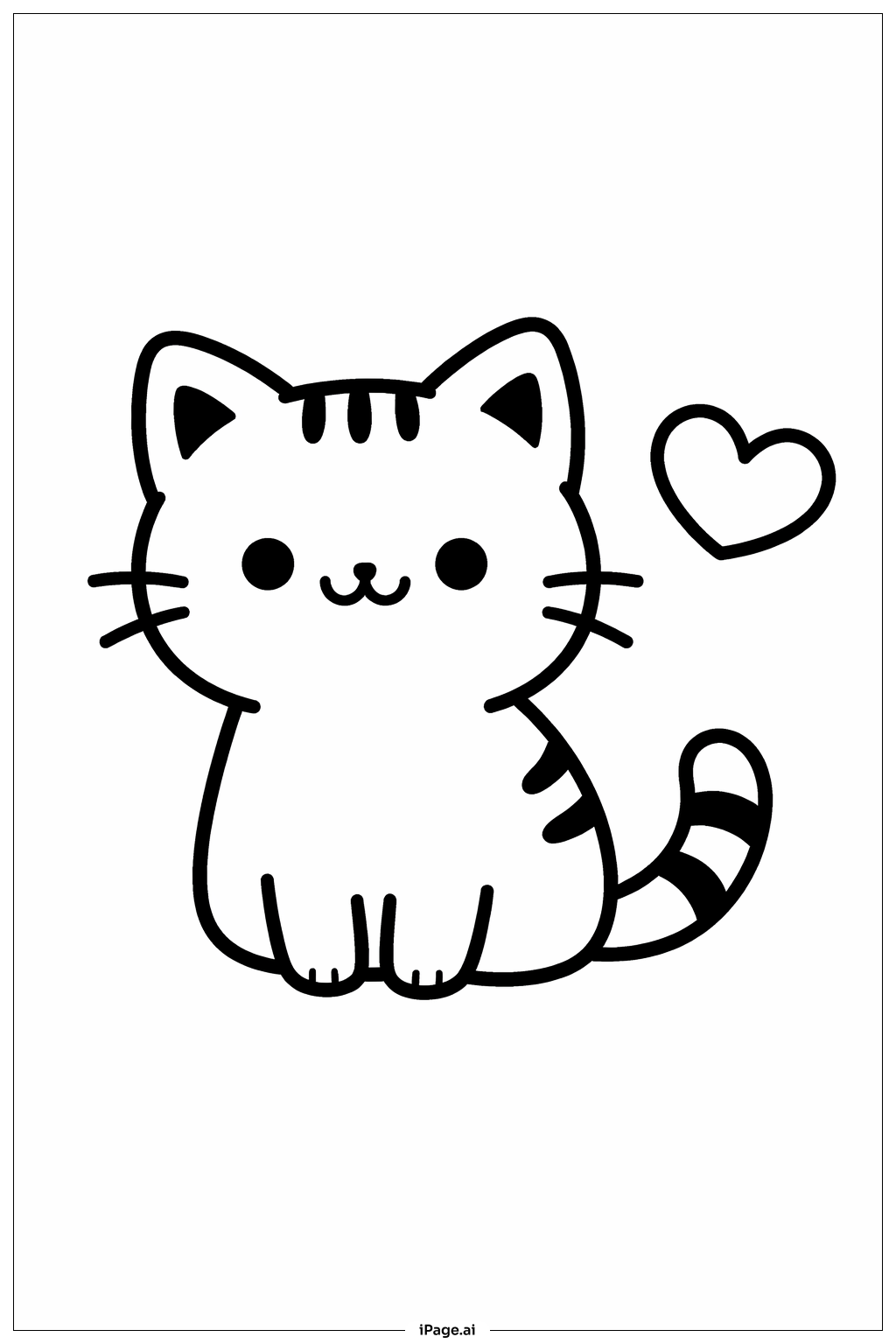  Cat With Heart Coloring Page 