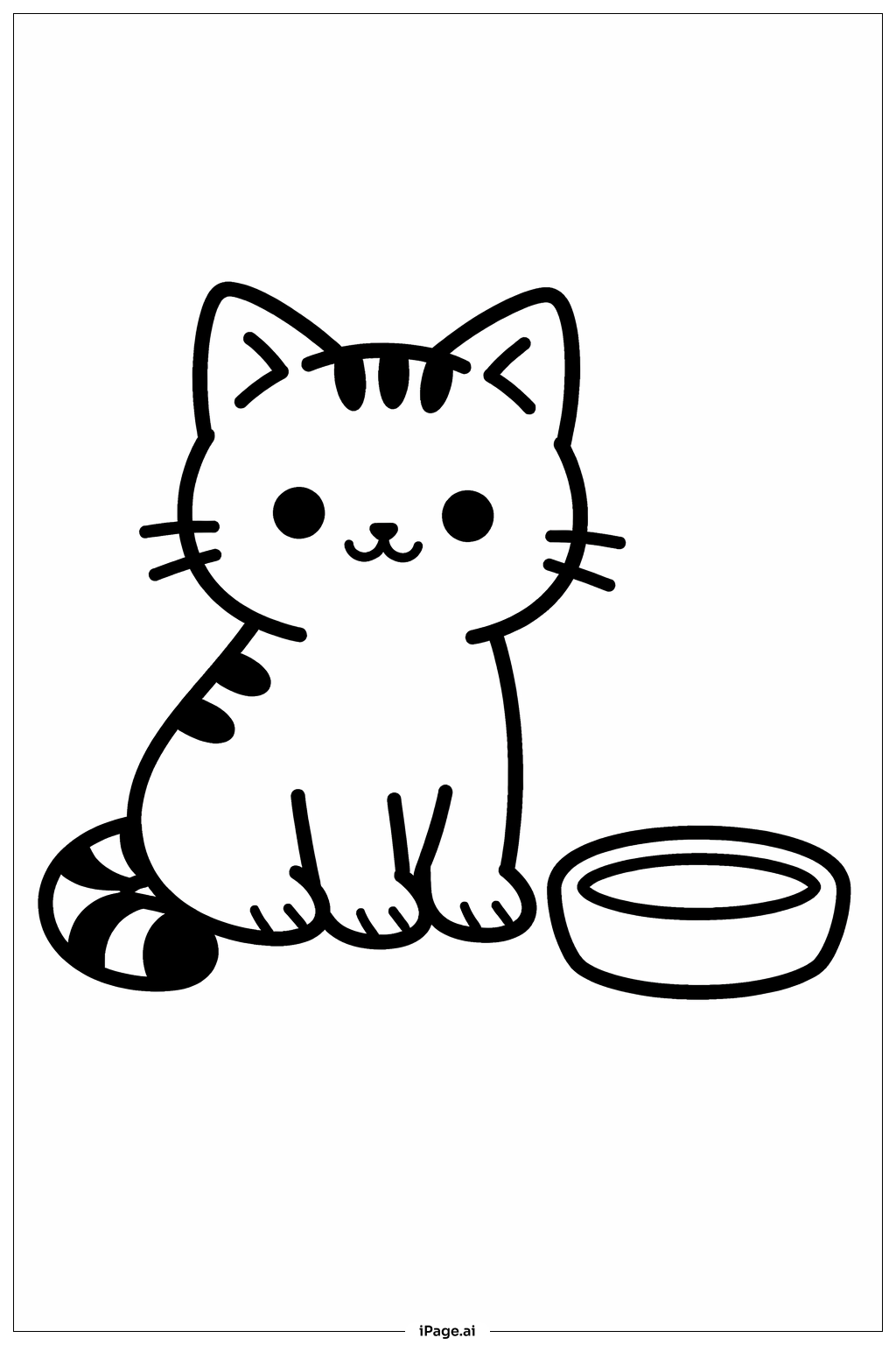  Cat With Milk Bowl Coloring Page 