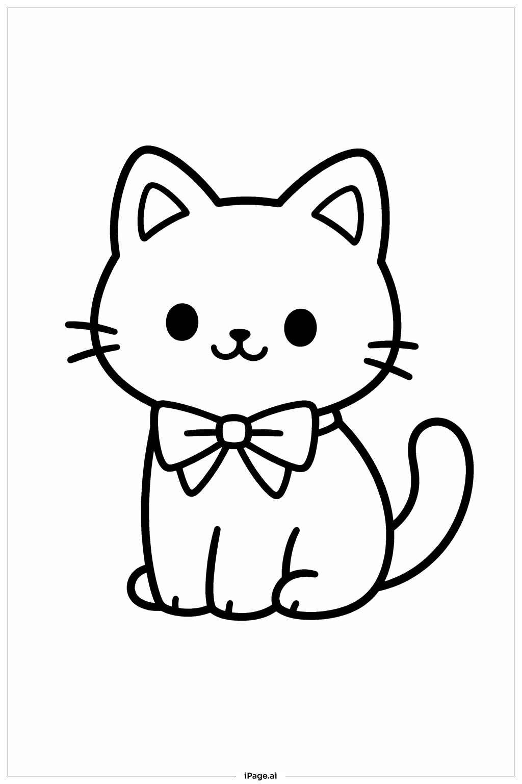  Cat With Ribbon Coloring Page 