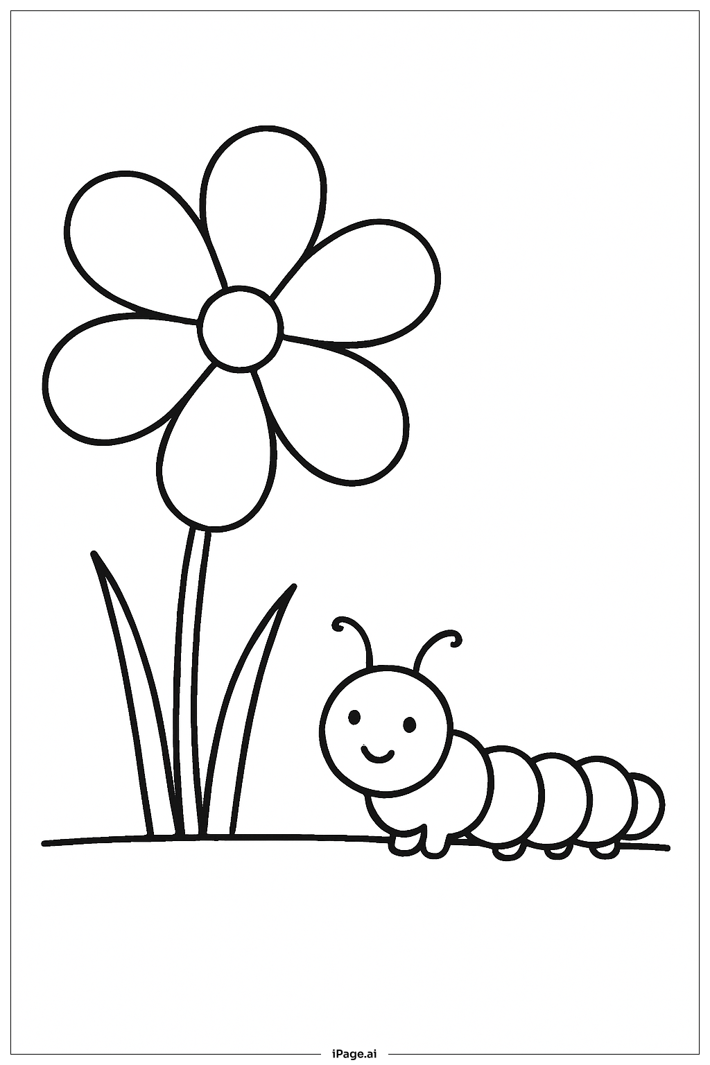  Caterpillar And Single Flower Coloring Page 