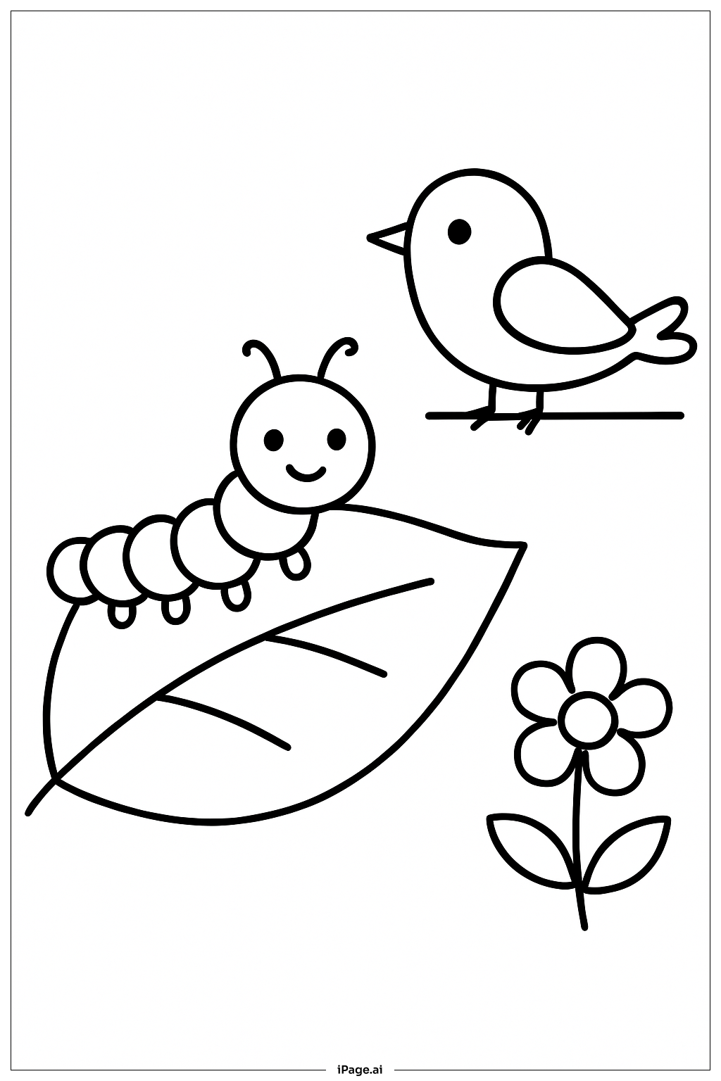  Caterpillar And Tiny Bird Coloring Page 