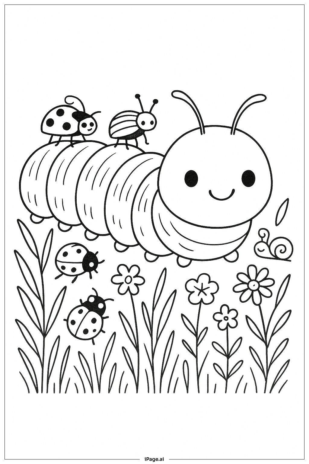  Caterpillar And Tiny Insect Friends Coloring Page 