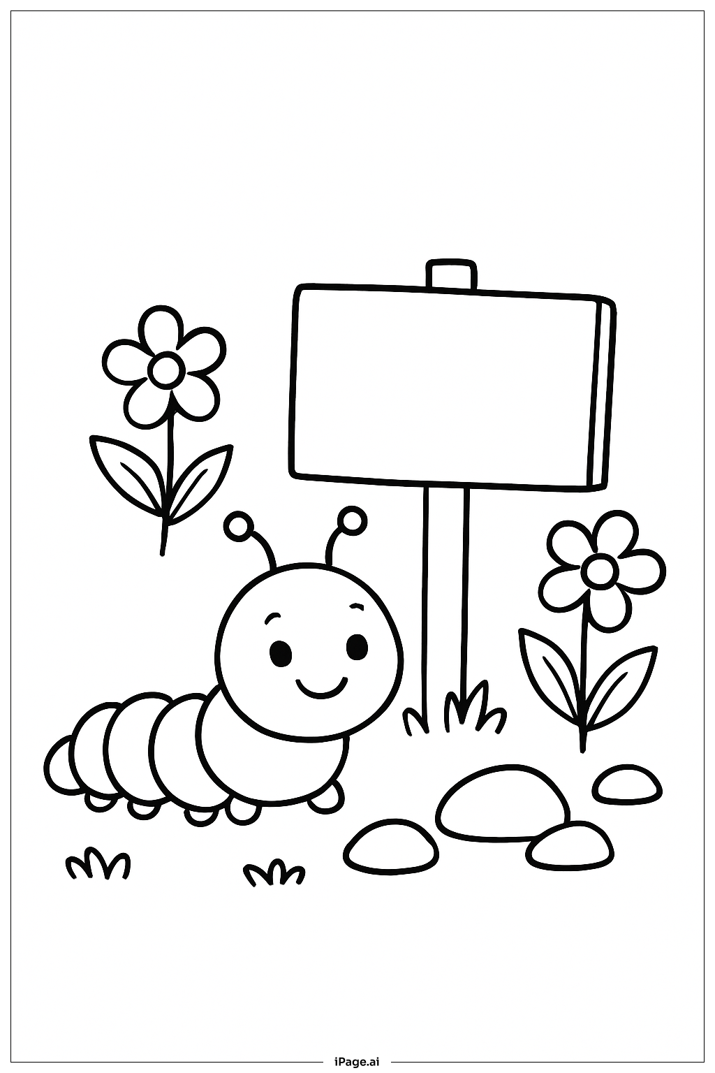  Caterpillar By Garden Sign Coloring Page 