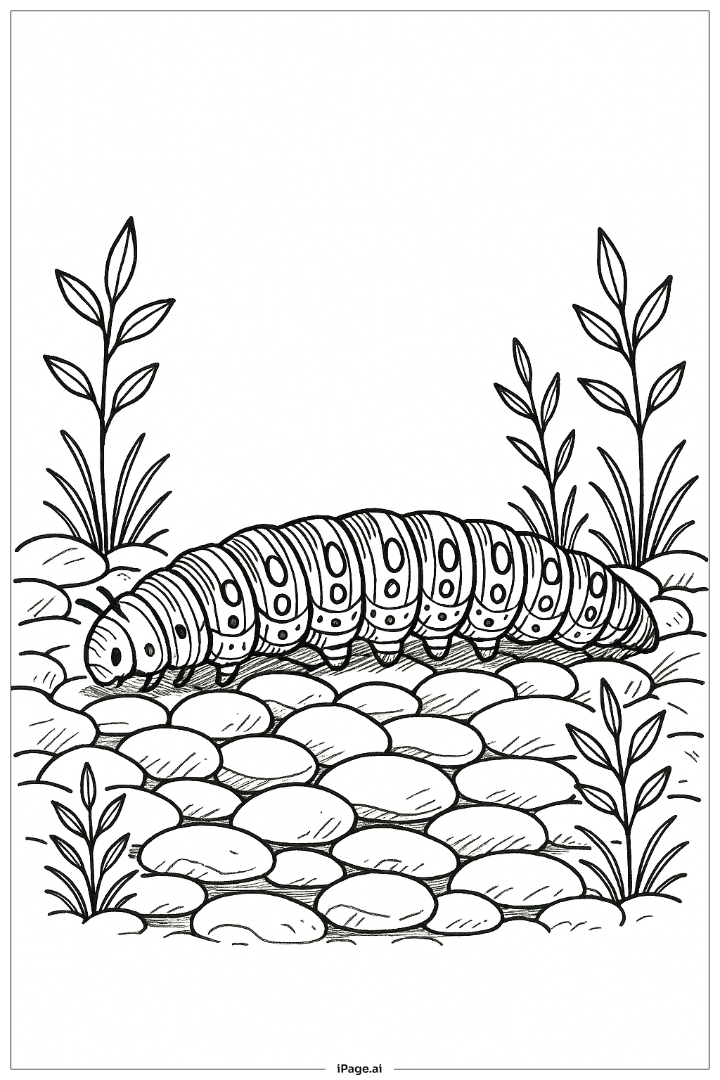 Caterpillar Crossing Pebble Path