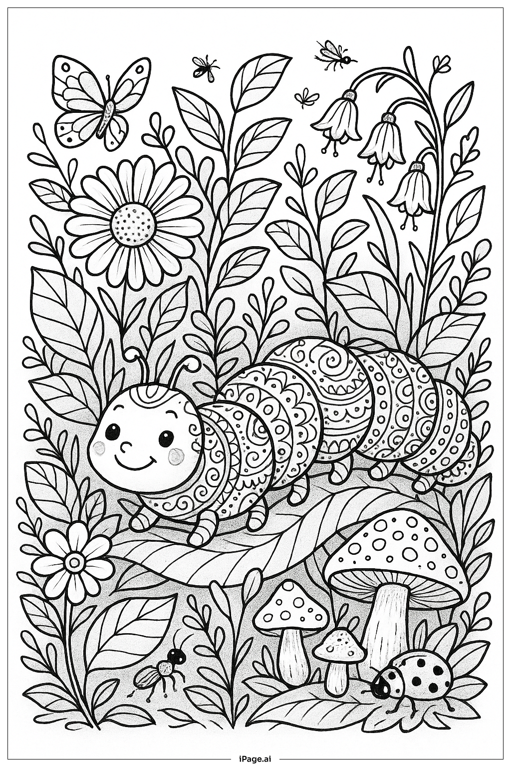  Caterpillar Garden Parade Coloring Page 