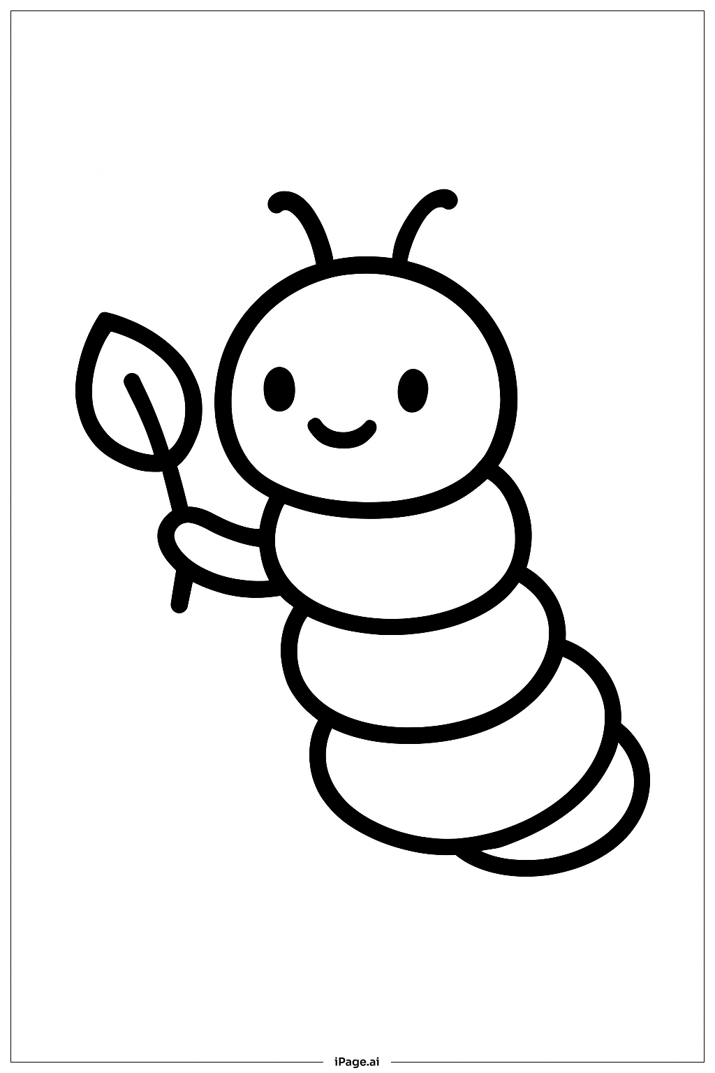  Caterpillar Holding Leaf Coloring Page 