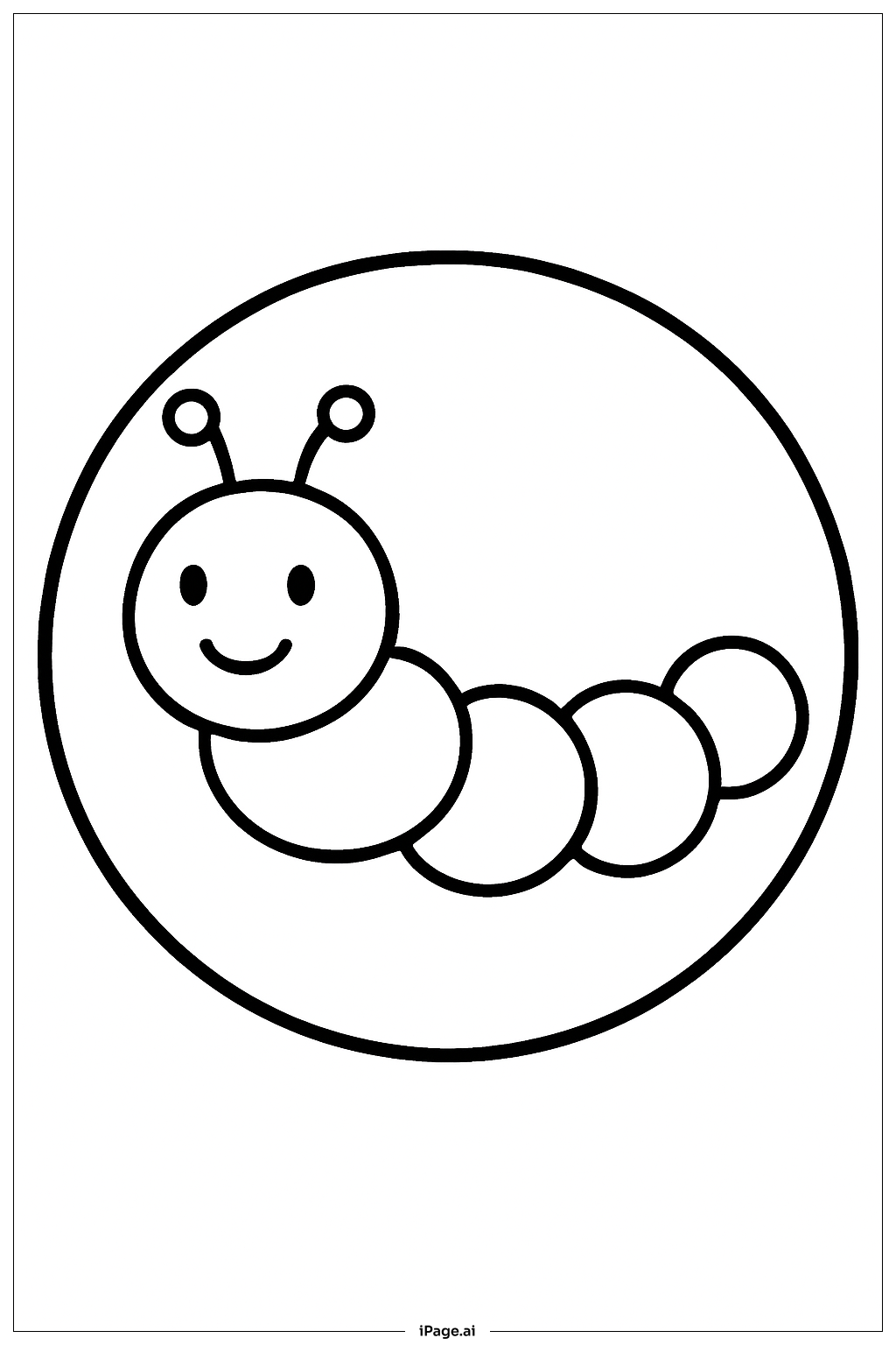  Caterpillar In Simple Circle Frame Coloring Page 