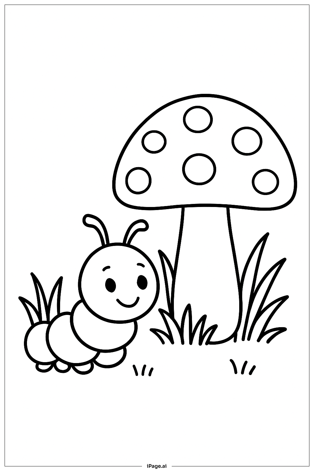  Caterpillar Near Mushroom Coloring Page 