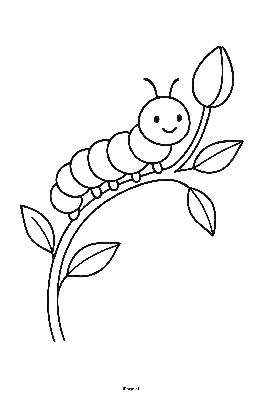  Caterpillar On Curved Stem Coloring Page 