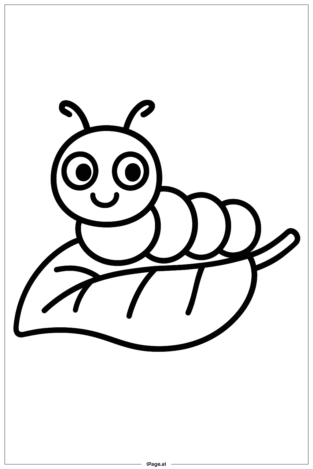  Caterpillar On Simple Leaf Coloring Page 