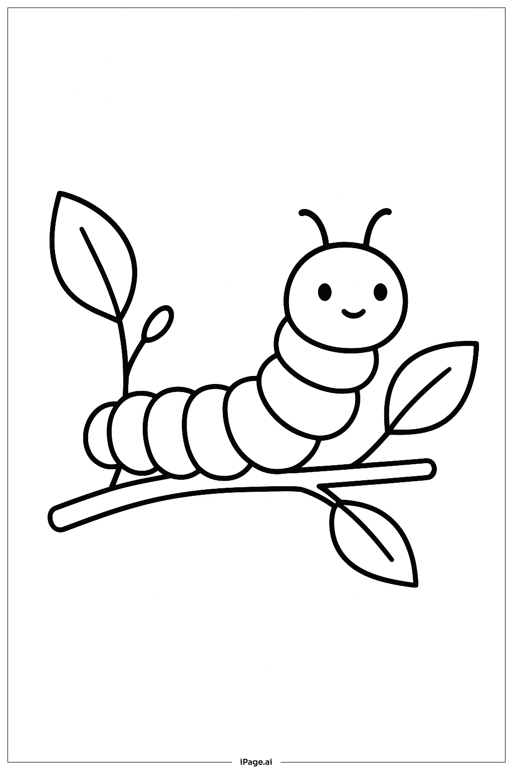  Caterpillar On Twig With Leaves Coloring Page 