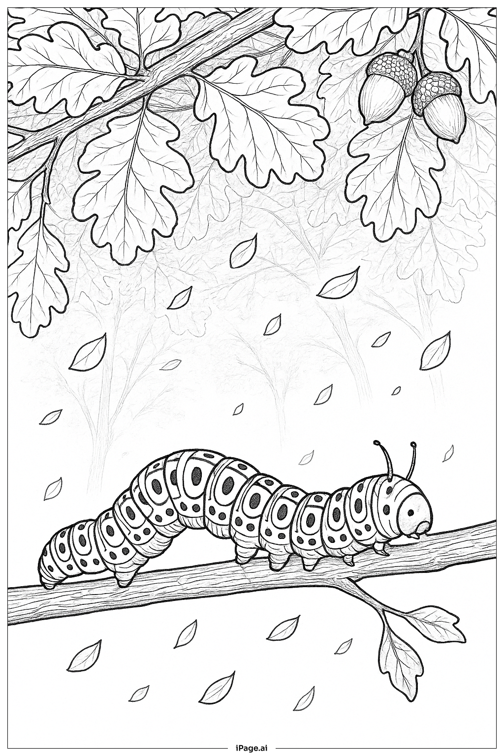  Caterpillar Under Tree Canopy Coloring Page 