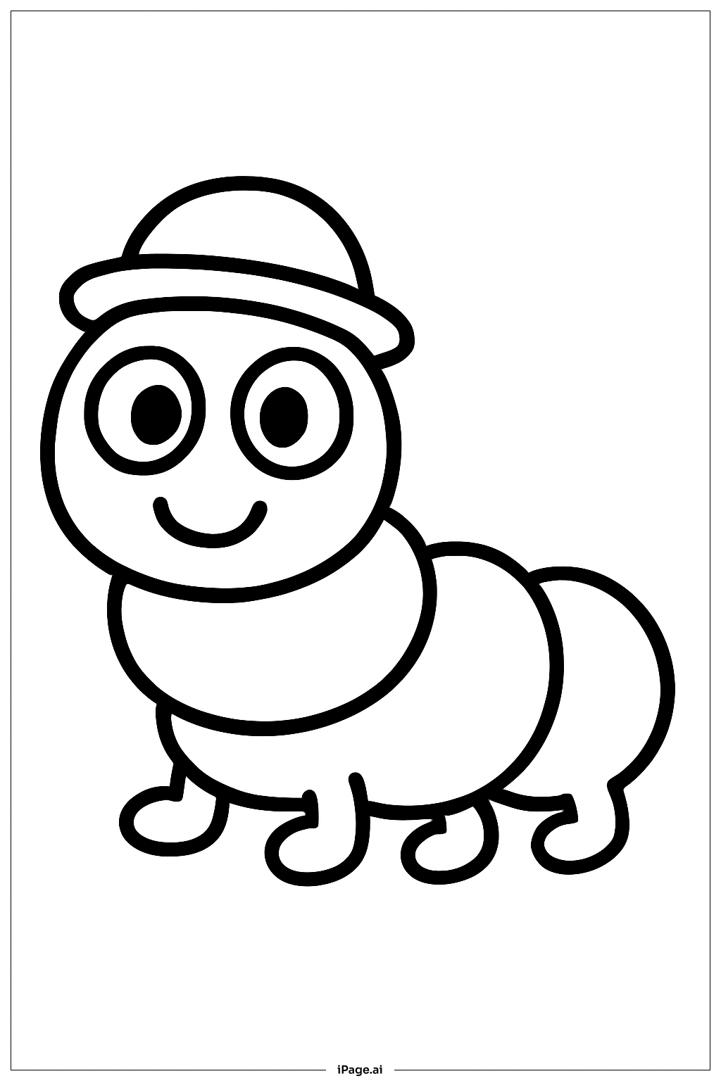  Caterpillar Wearing Hat Coloring Page 
