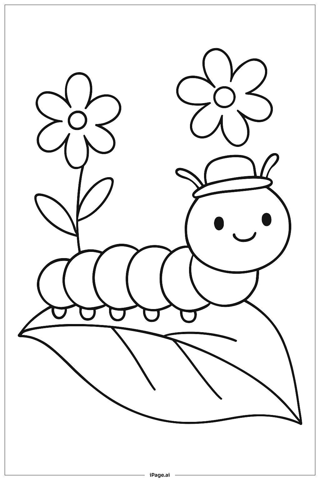  Caterpillar Wearing Tiny Hat Coloring Page 
