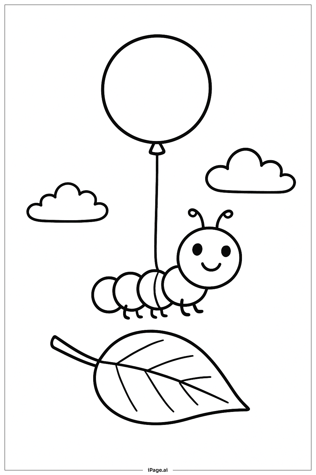  Caterpillar With Balloon Coloring Page 