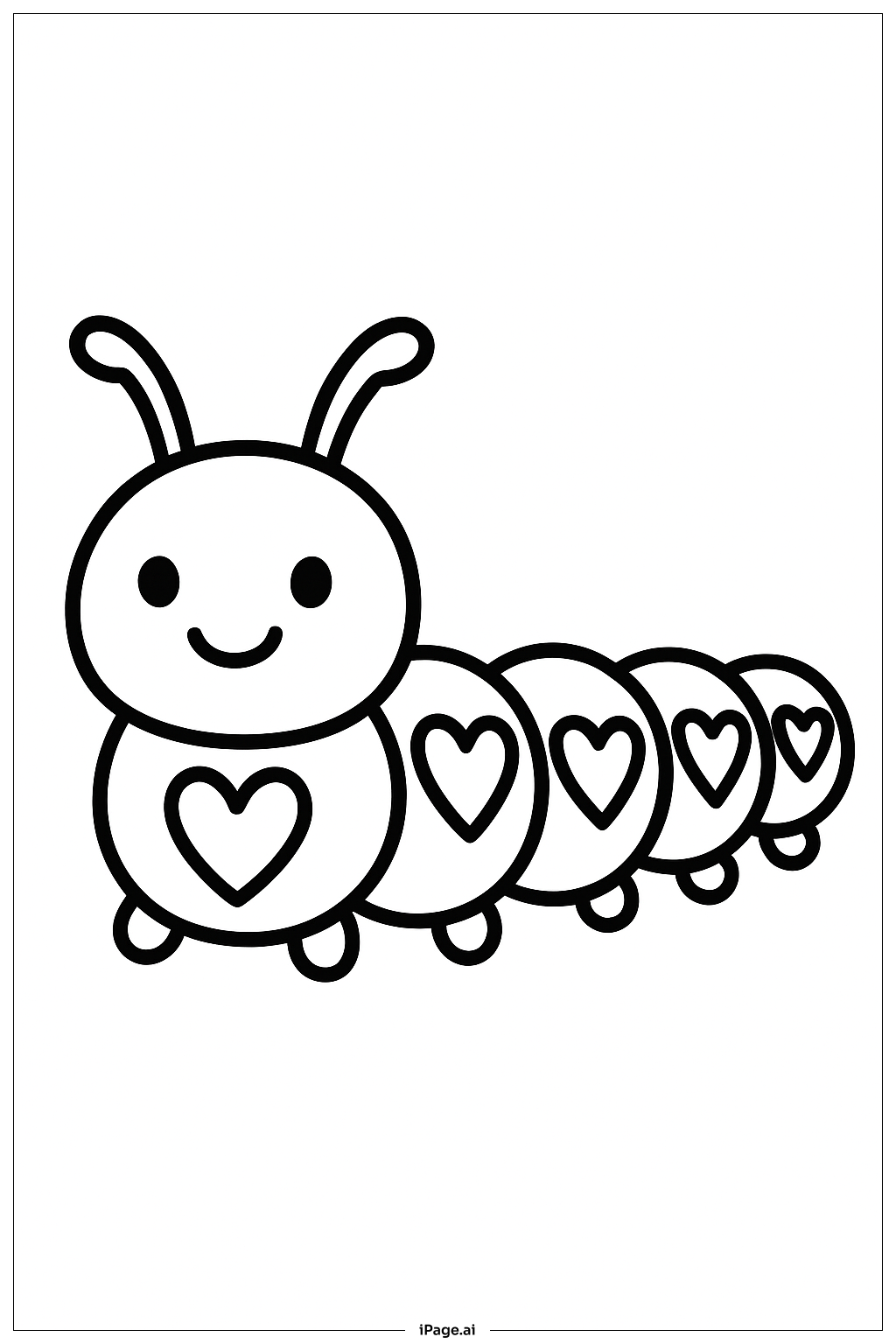  Caterpillar With Heart Spots Coloring Page 