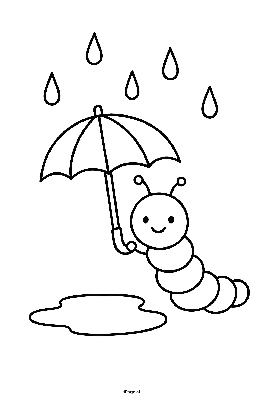  Caterpillar With Rain Drops Coloring Page 