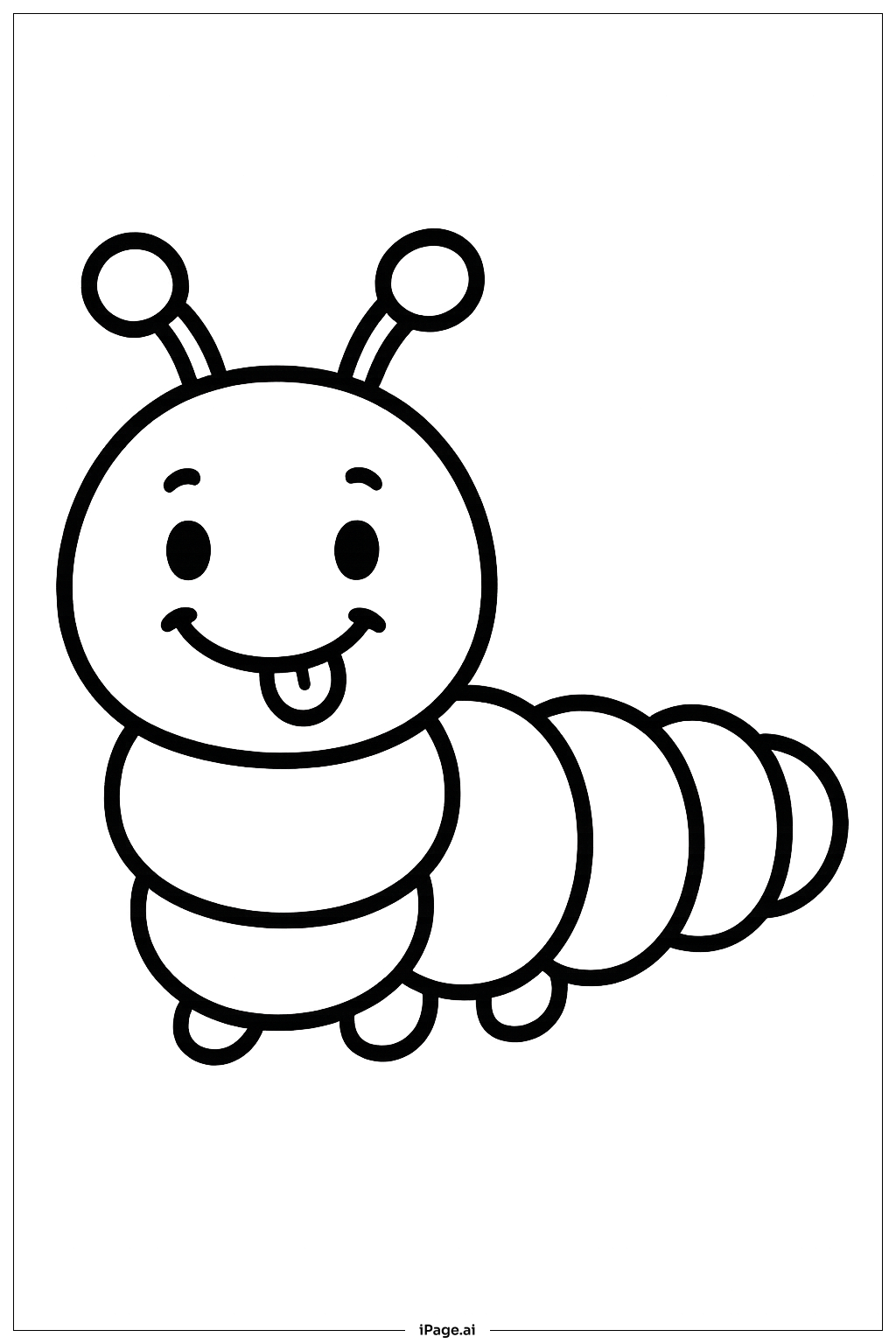  Caterpillar With Smile And Tongue Coloring Page 
