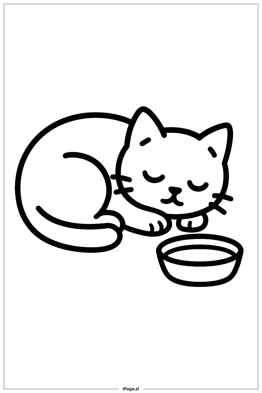 牛奶碗旁的小憩猫填色页