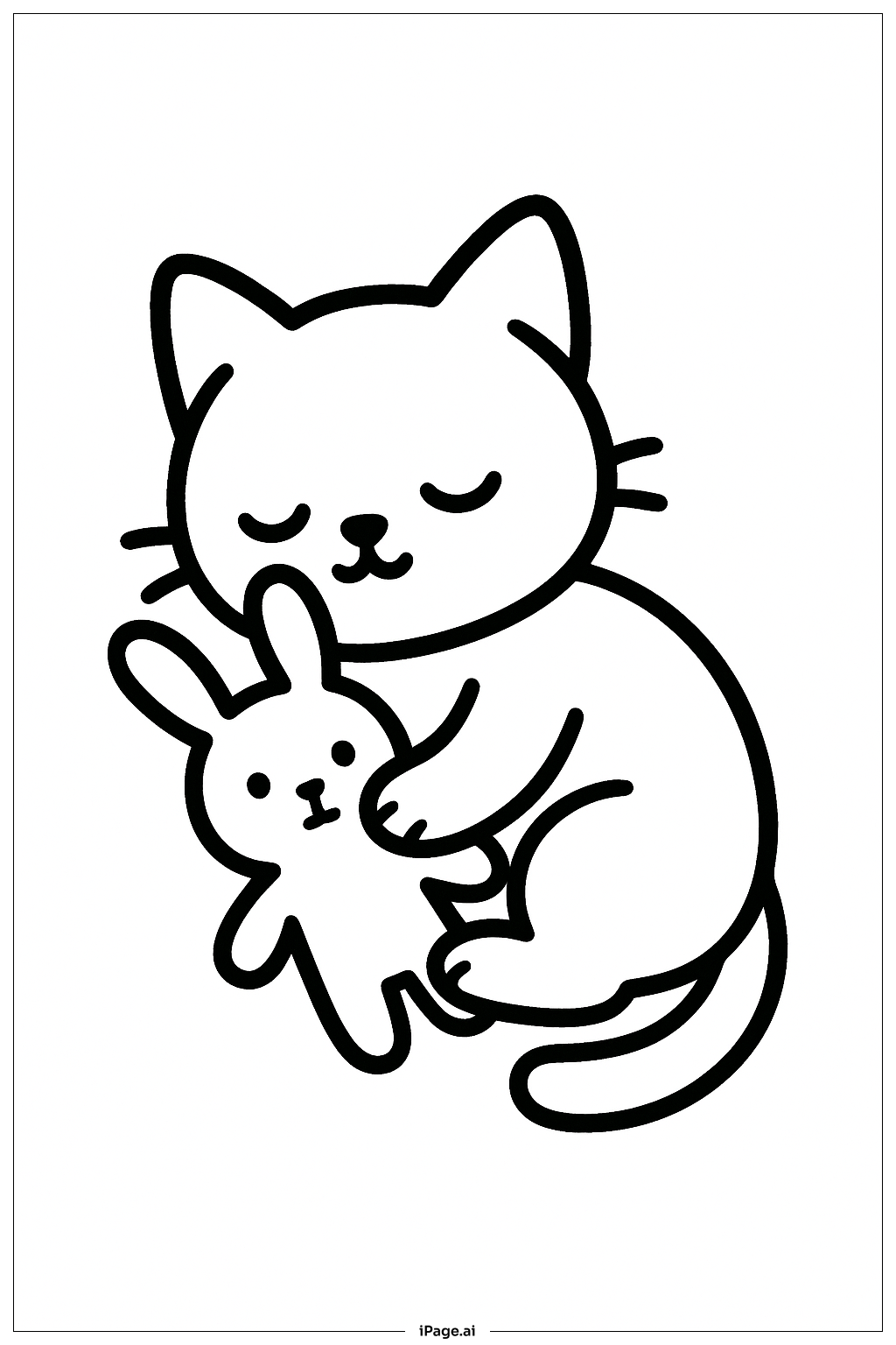  Página para colorir de Soneca Abraçando um Coelhinho 