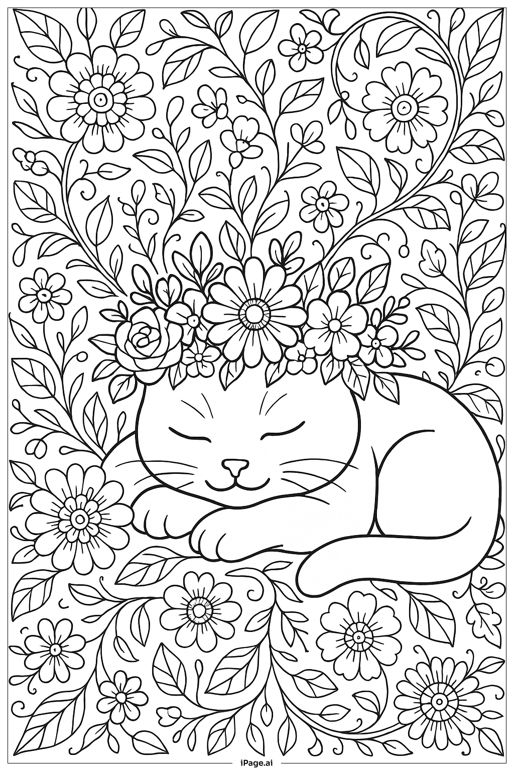 花冠をかぶった猫の昼寝