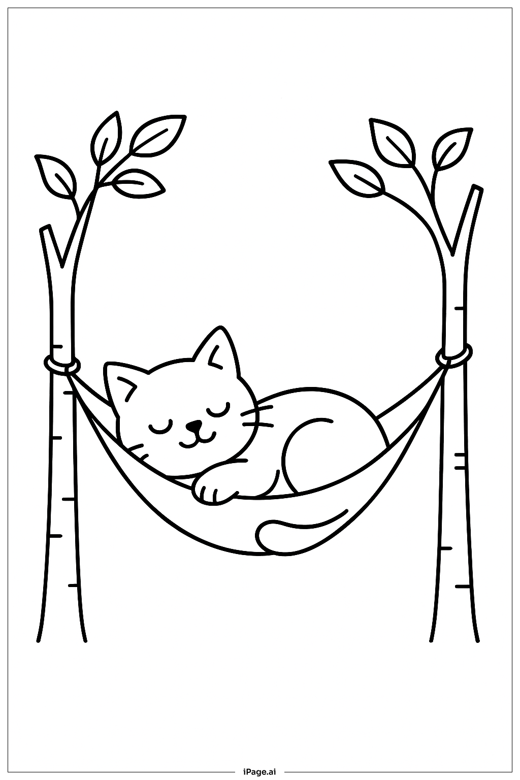  吊床午睡猫填色页 